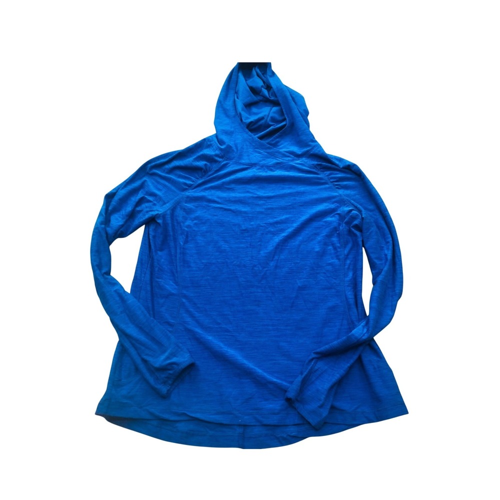 Athletic Hoodie Pullover Thumb Hole Top Lightweight Blue Women's L/G